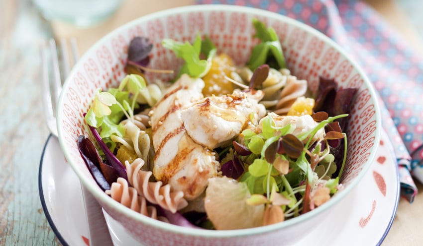 Bobun de poulet aux agrumes, p&acirc;tes de quinoa