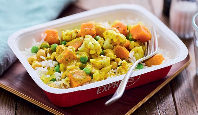 Curry de légumes et pois chiches, duo de riz — vue 2