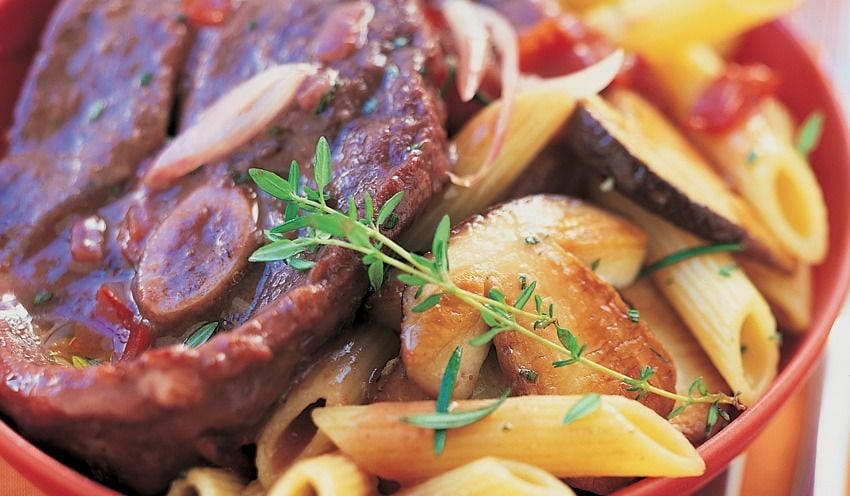 Osso bucco d'agneau aux c&egrave;pes