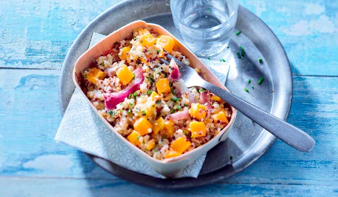 Gratin de courge butternut, céréales, sauce au fromage nature — vue 2