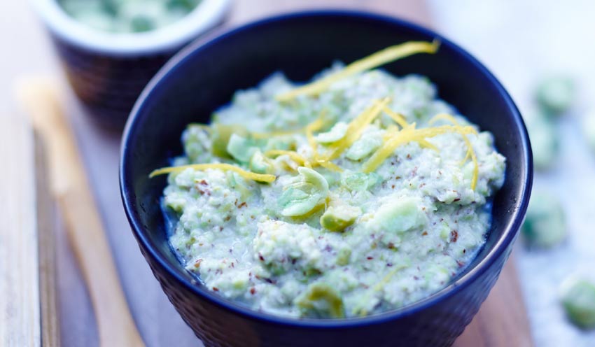 Houmous d&rsquo;edamame, amande et citron
