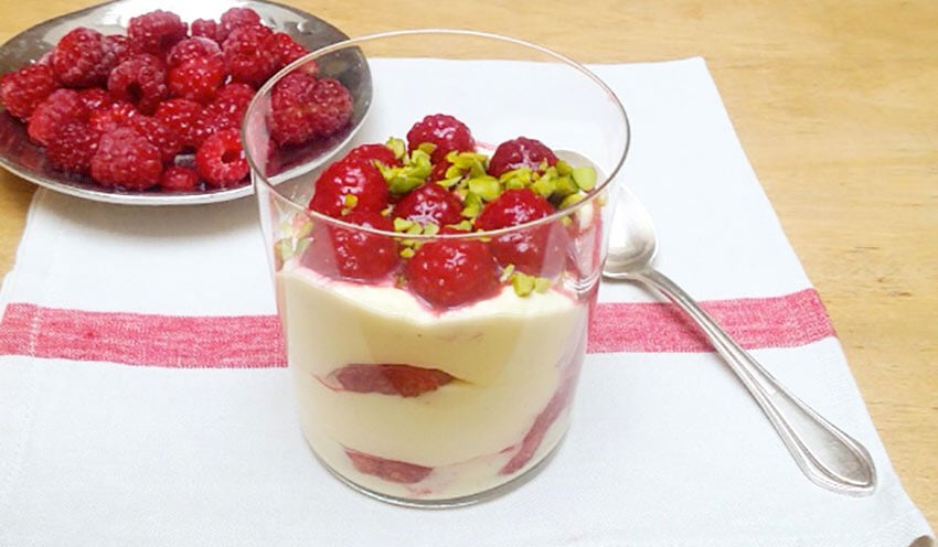 Tiramis&ugrave; aux framboises et pistaches