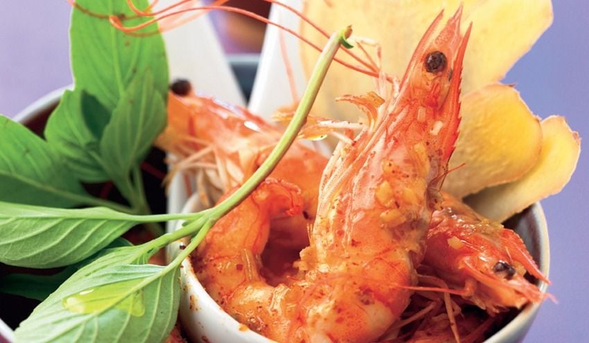 Crevettes saut&eacute;es au gingembre