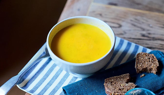 Velouté courge butternut, lentille corail, citron — vue 2