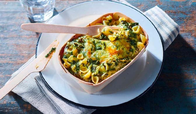 Gratin de pâte, épinard, poireau et sauce au comté — vue 2