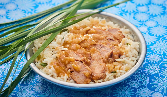 Porc à la citronnelle et riz basmati cuisiné — vue 2