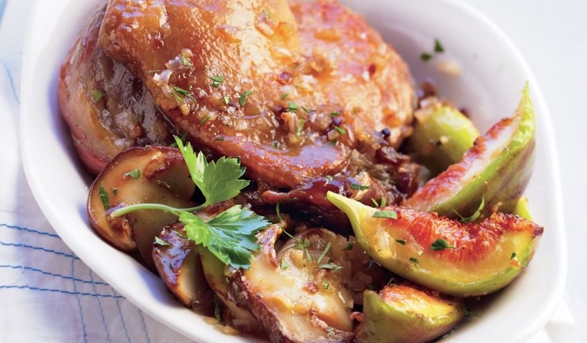 Cuisses de canard confites figues et c&egrave;pes
