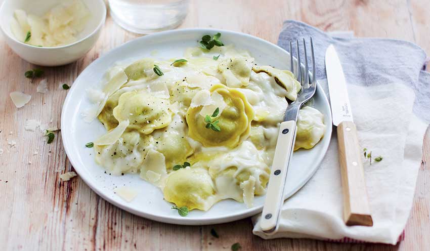 Ravioli aux cèpes sauce au parmesan — vue 2
