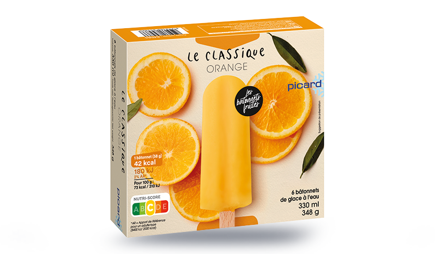 6 bâtonnets orange glace à l'eau — vue 2