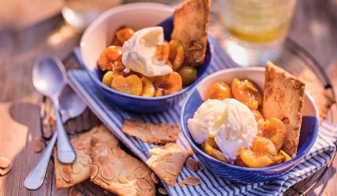 Mirabelles r&ocirc;ties au basilic