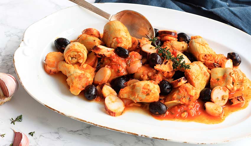 Fricass&eacute;e d&rsquo;artichaut et calmar &agrave; l&rsquo;anis