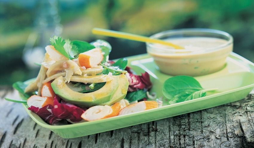 Salade d'artichauts et surimi &agrave; la coriandre