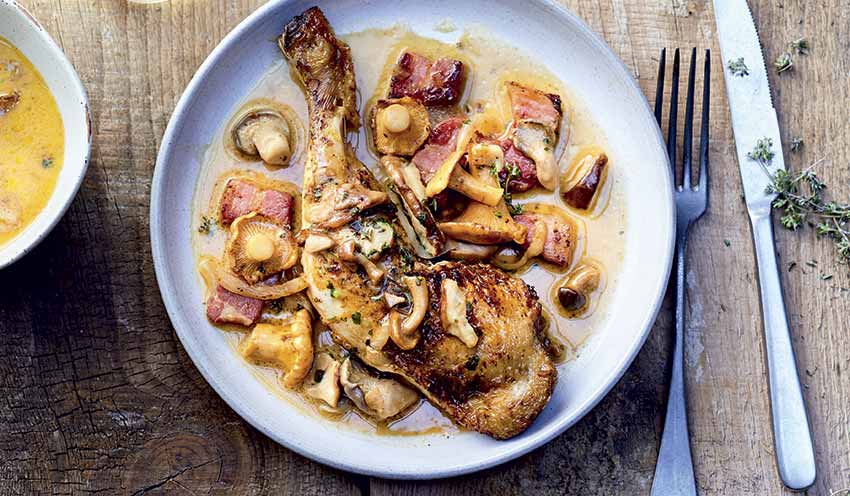 Cocotte de poulet et de champignons &agrave; la foresti&egrave;re