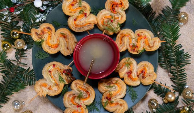 Feuillet&eacute; sapin no&euml;l saumon cream cheese