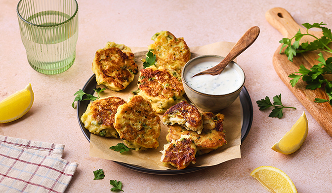 Fishcakes de colin et sa sauce citron yaourt