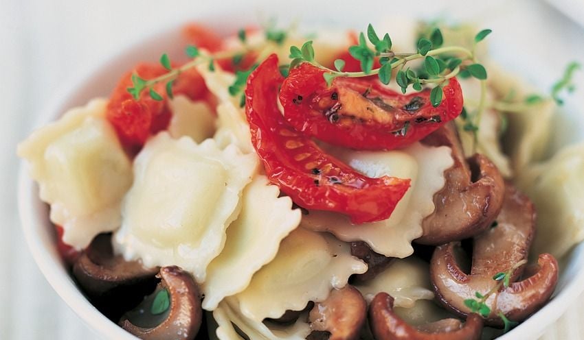 Ravioles aux c&egrave;pes et tomates confites