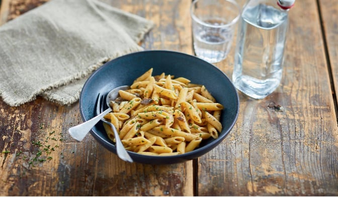 Penne aux champignons à la crème — vue 2