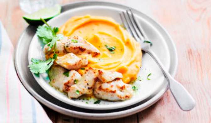 Poulet sauce citron vert, purée de patate douce — vue 2