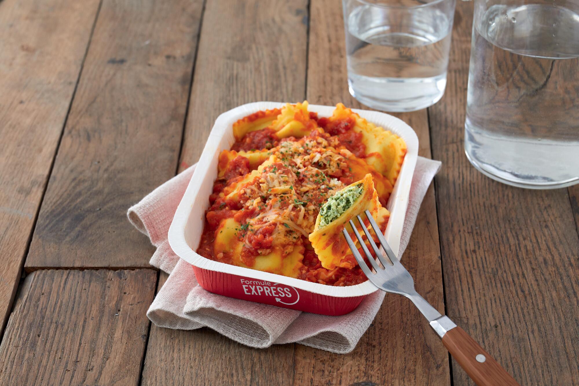 Ravioli ricotta épinard, sauce tomate surgelés Picard