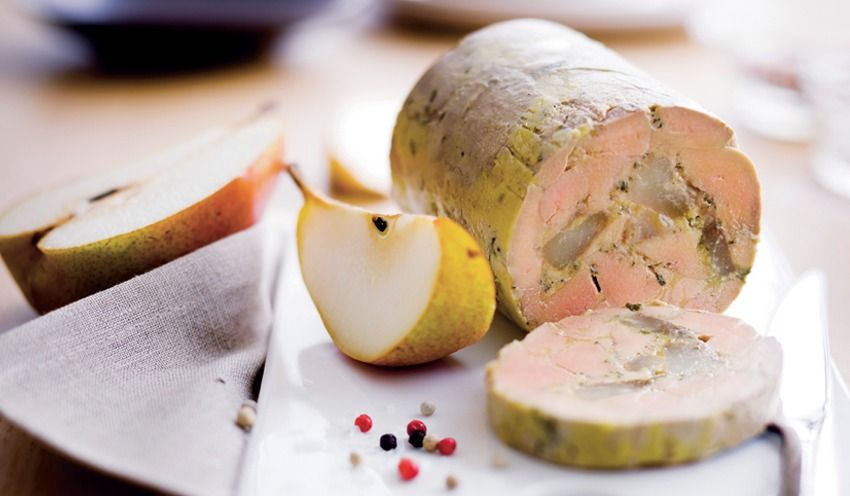 Foie gras poire verveine et menthe