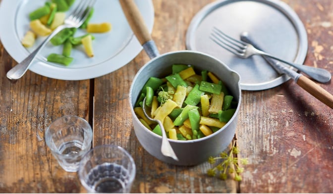 Duo haricots plats verts et beurre, coupés — vue 2