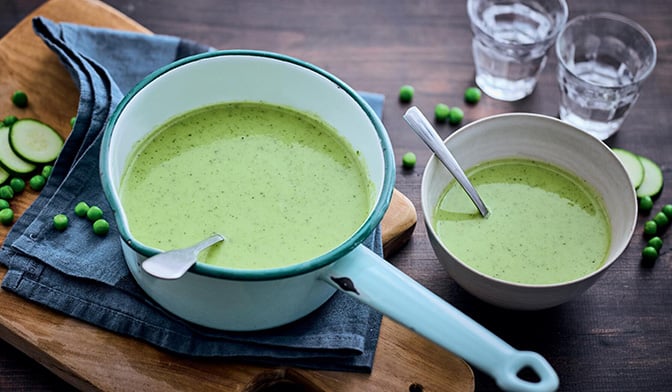 Velouté courgette petit pois, fromage blanc — vue 2