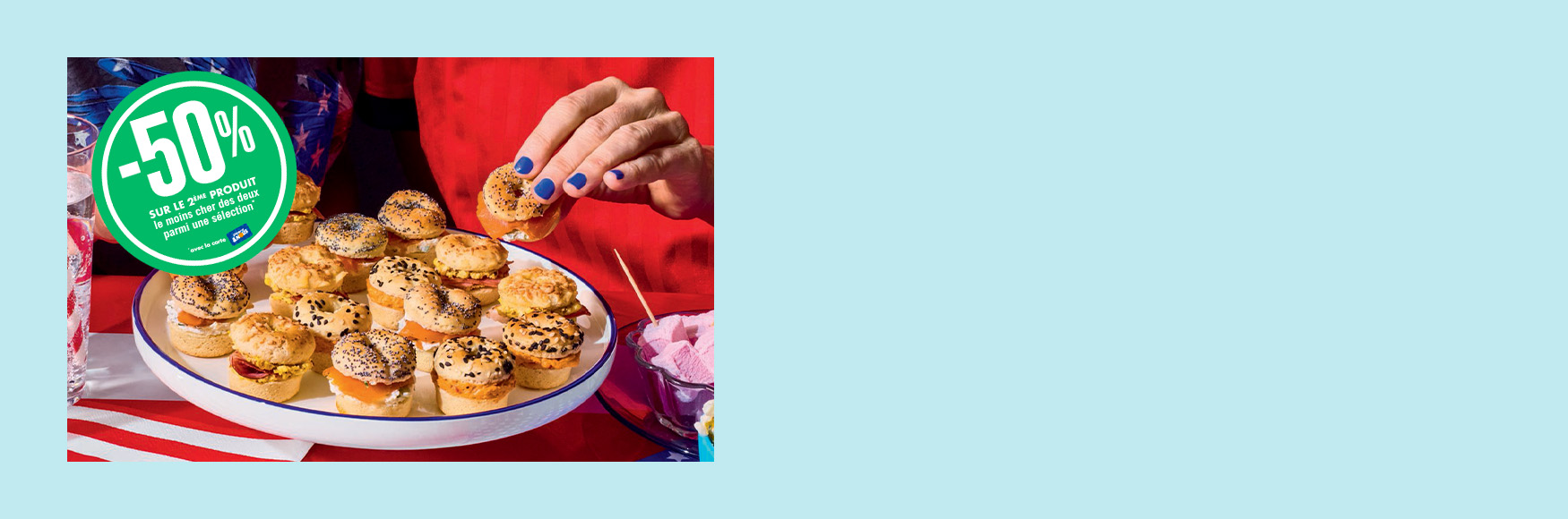 Mini bagels et mini burgers ap&eacute;ritifs Picard &agrave; partager, avec offre promotionnelle -50 %