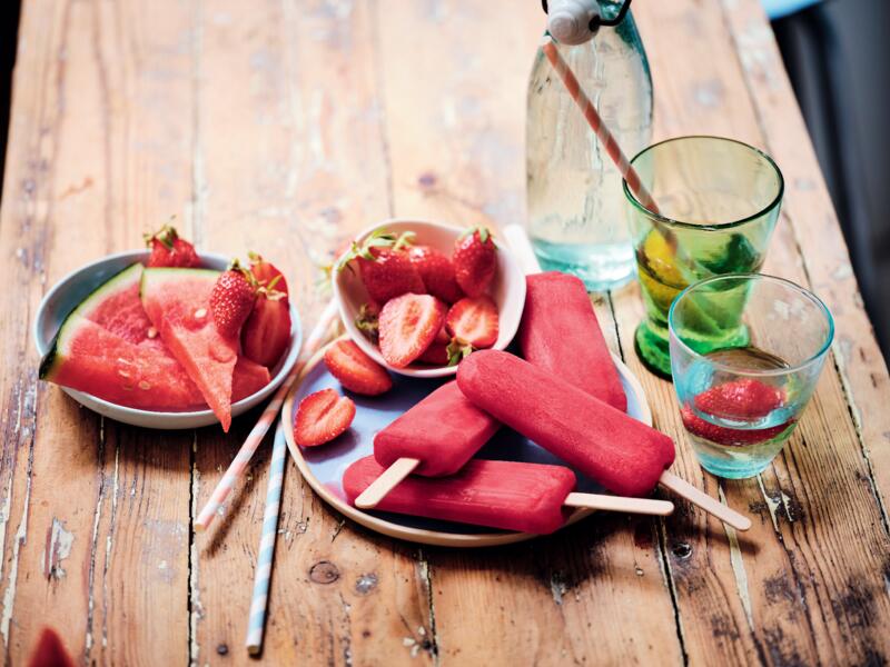 bâtonnets glace fraise pastèques