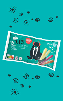 16 tubes, sorbets plein fruit et glace &agrave; l'eau