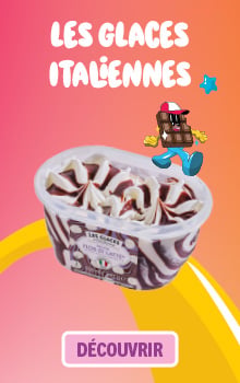Les glaces italiennes, bac de glace marbr&eacute;e  au chocolat avec le bouton &laquo; D&eacute;couvrir &raquo;