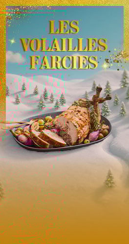 Banni&egrave;re pr&eacute;sentant la s&eacute;lection de volailles farcies pour les f&ecirc;tes