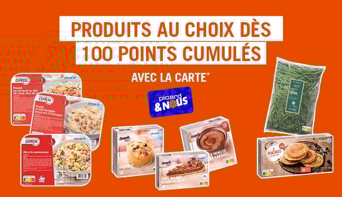 les produits au choix dès 100 points cumulés 