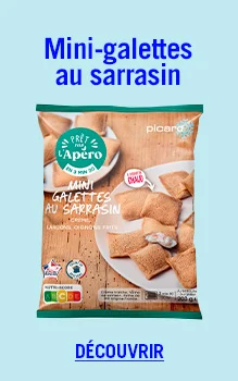 mini galettes au sarrazin cr&egrave;me, lardons, oignons frits