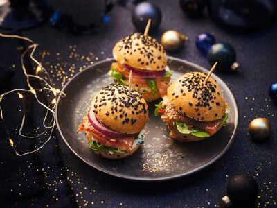 Mini-burger de saumon mariné Mini-burger de saumon mariné